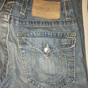 Vintage Rare True Religion Button-Fly Distressed Jeans Size 30